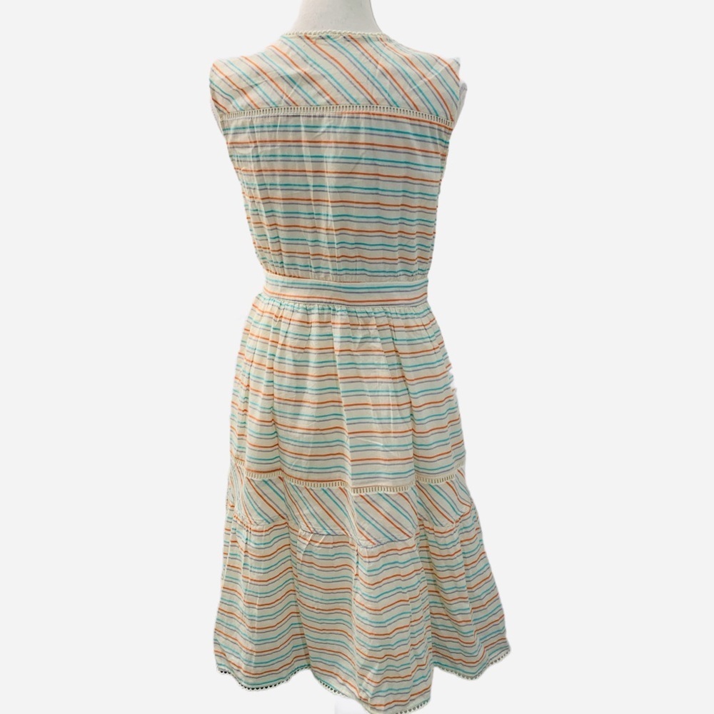 NWOT Cotton Sleeveless Striped prairie Tiered Midi Dress Size Small - Picture 4 of 5
